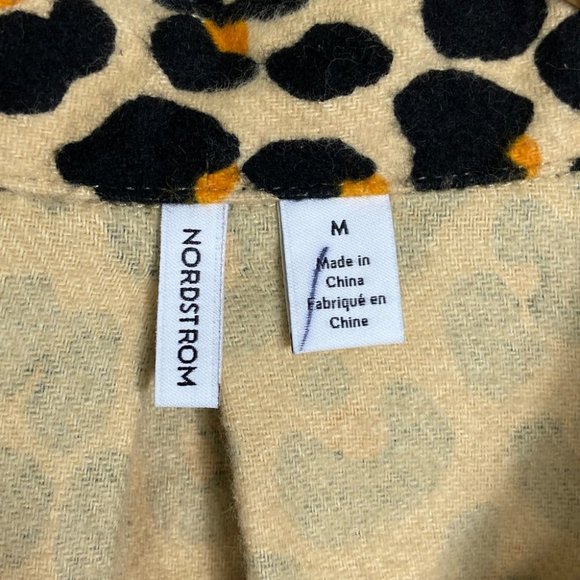 NEW Nordstrom Leopard Print Cotton Flannel Pajama Dress Nightshirt Size Medium - Picture 3 of 14